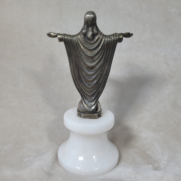 Sacred Heart Of Jesus Brass Statue Figurine Religious Decor Idol Marble Base - Picture 5 of 8